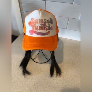 NWOT Adjustable Orange Trucker Hat- Sunset Junkie